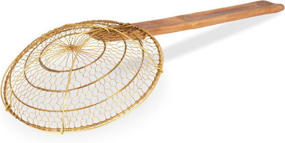 Craft Wok Small 6-Inch Brass Mesh Strainer/Spider Skimmer Zhao Li, Robust & Elegant Kitchen Tool for Frying & Straining, Authentic Oriental Cookware - / 732W7