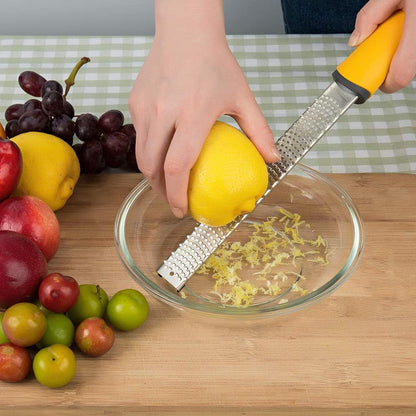 Pro Zester Grater, Lemon Parmesan Zester, Chocolate, With Razor-Sharp Stainless Steel Blade, Protective Cover and Cleaning brush, Dishwasher Safe, by Nspring
