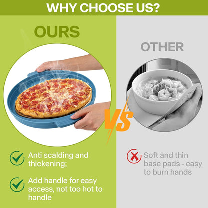 Microwave Splatter Cover for Food with Anti-scald Base Plate,Large Plastic & Silicone Vented Avoid Scalding Collapsible Guard Lid, Plate & Kitchen Colander for Meal Prep-10.7 Inch (2pcs-Gray-Black)