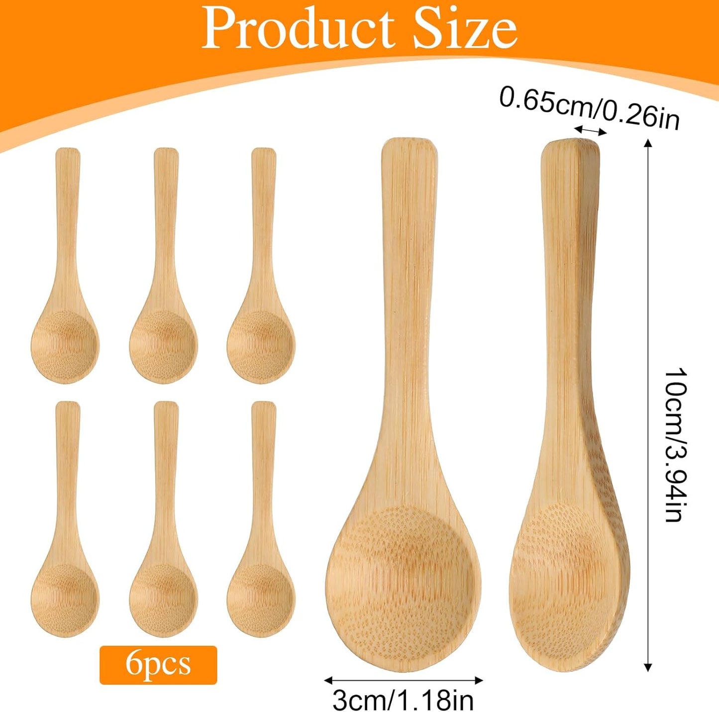 Nogeqi 6PCS Small Wooden Spoons, 3.94 Inch Mini Wood Salt Spoon, Wooden Honey Spoon Teaspoon for Coffee Tea Spices Jars Sugar Seasoning Kitchen Supplies