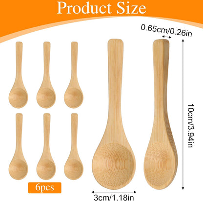 Nogeqi 6PCS Small Wooden Spoons, 3.94 Inch Mini Wood Salt Spoon, Wooden Honey Spoon Teaspoon for Coffee Tea Spices Jars Sugar Seasoning Kitchen Supplies