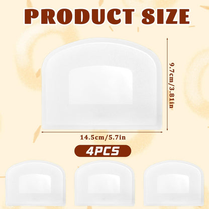 4Pcs Flexible Dough Cutter Scraper, Dough Scraper Bench Scraper for Baking, Sharp Edge & Angles, Plastic Cake Scraper, Kitchen Multipurpose Food Tools for Cutting Sourdough Fondant Icing
