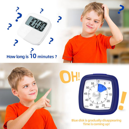 Secura 60-Minute Visual Timer, Silent Study Timer for Kids and Adults, Time Clocks, Time Management Countdown Timer for Teaching (Navy Blue & Navy Blue)