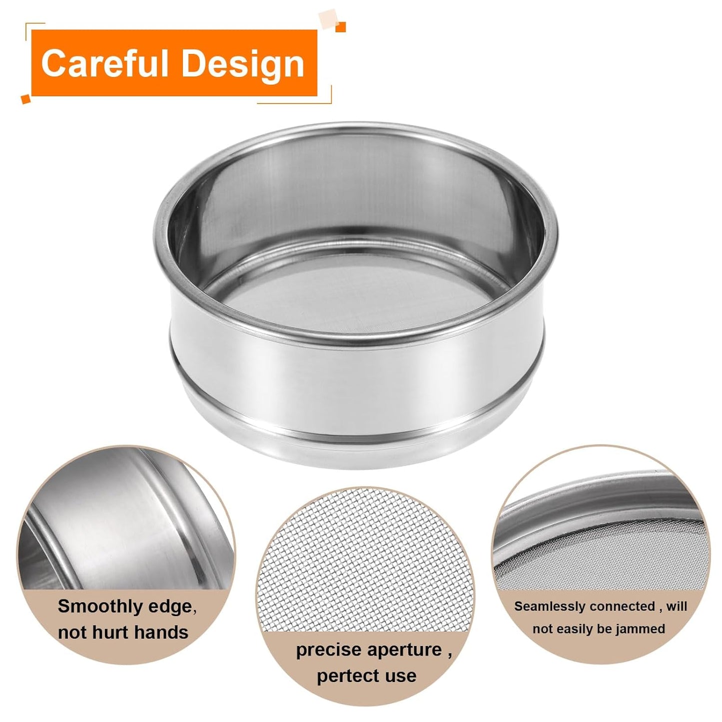 PATIKIL 150 Mesh Lab Sieve, 4" Diameter Test Sieve 304 Stainless Steel Wire Cloth (0.1mm) for Industrial Laboratory