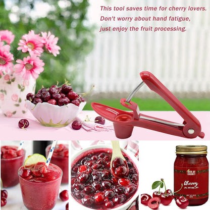 Fast Cherry Pitter Tool,Space-Saving Cherry Pitter Remover,Olive Pitter Tool,Multi-Function Fruit Pit Remover, Quick Release Cherry Corer Tool (Red)