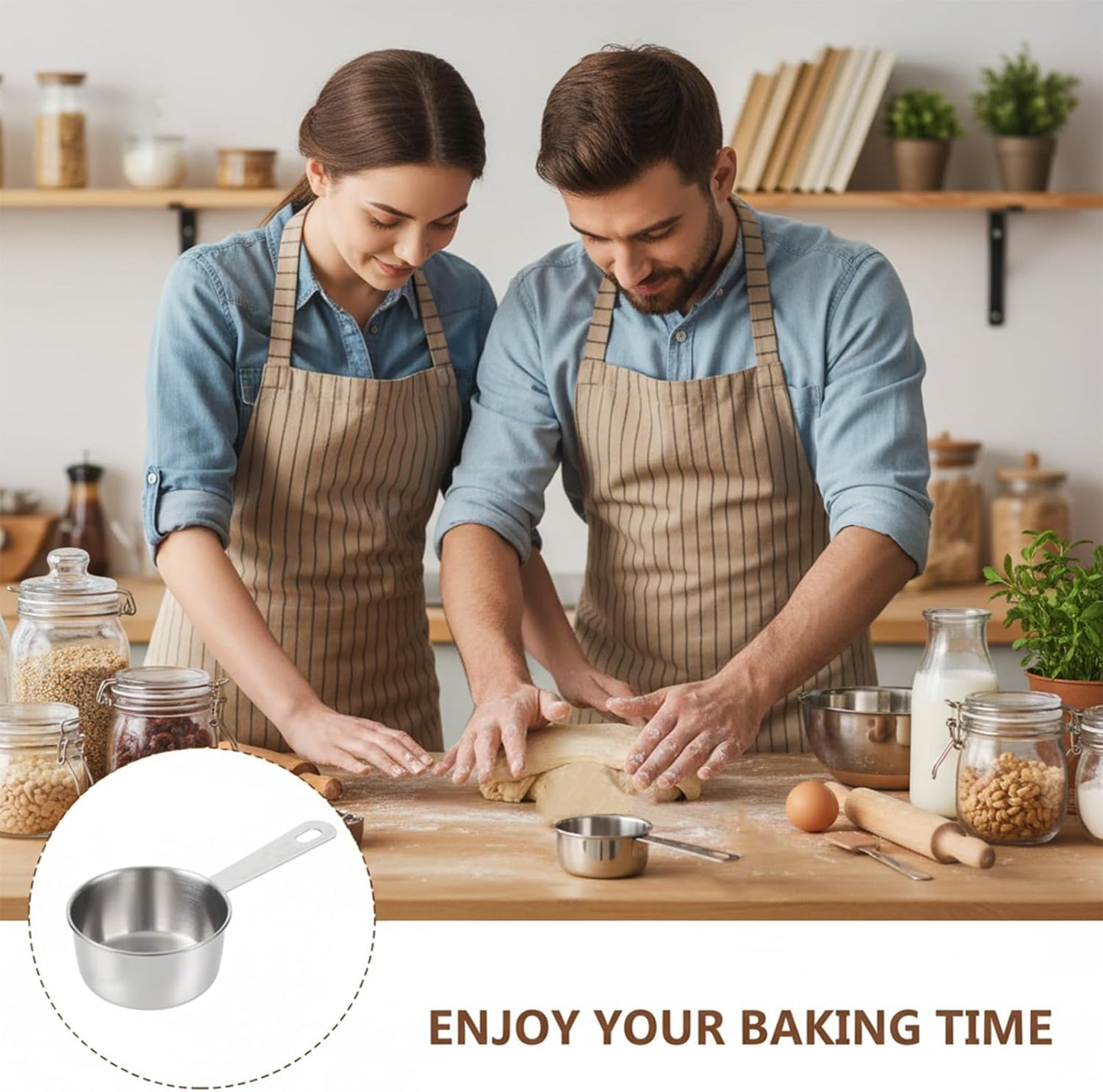 4 Pcs 1/3 Cup Scoop 80 ml Stainless Steel Measuring Cups Coffee Food Scoop for Liquid, Kitchen Wet and Dry Ingredients, Baking