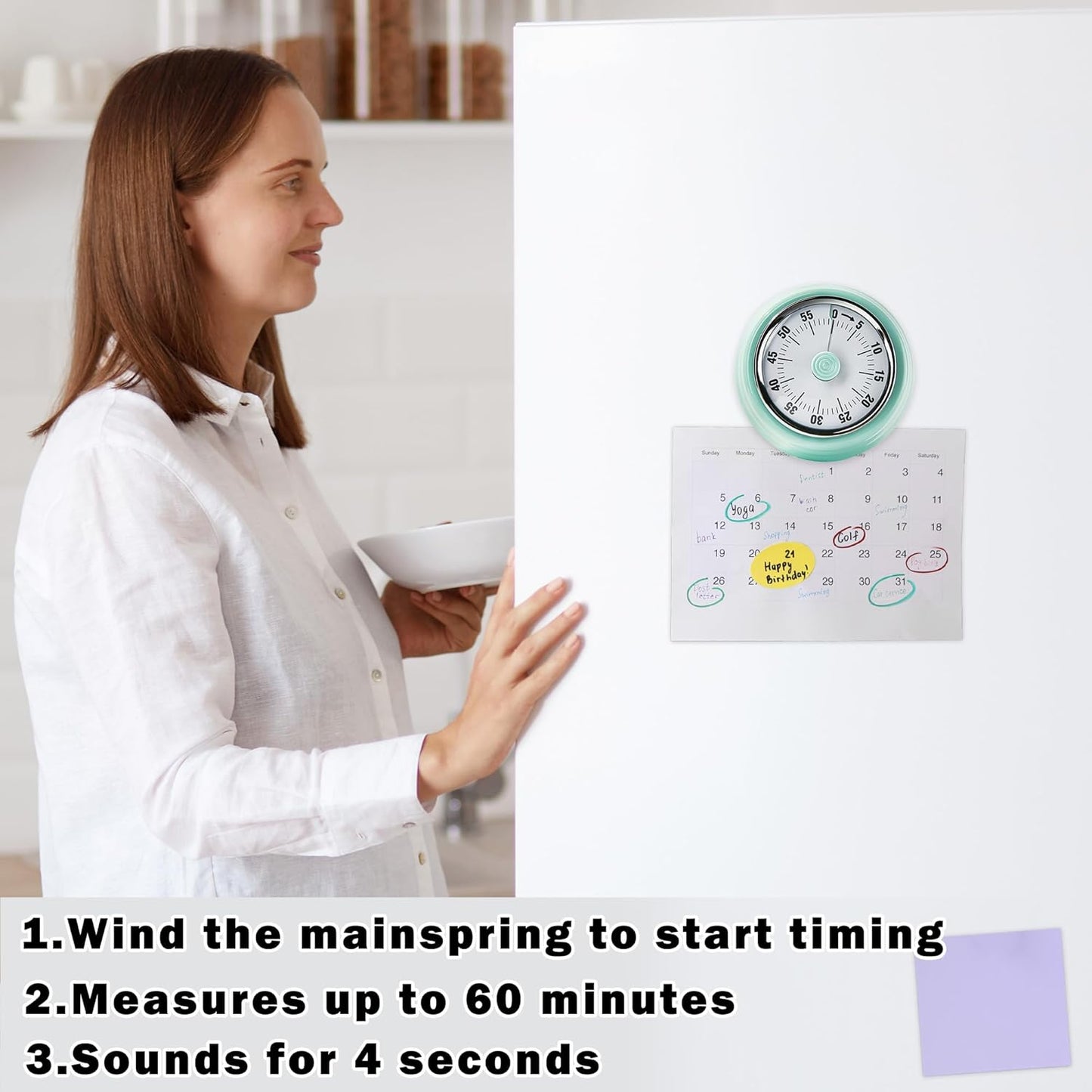 60-Minute Magnetic Visual Timer, Silent Operation and No Battery Needed, Time Management Tools for Kitchen, Homeschool Desk, Office Meetings & Home Learning Timer (Green)