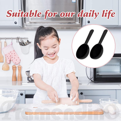 Framendino, 5 Pack Plastic Coffee Measuring Spoons Short Handle Scoops for Tea Sugar Cereal Milk Powder Spices Black 7g