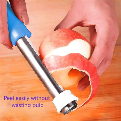 2-in-1 Retractable Fruit Corer and Peeler, Stainless Steel Vegetable Peeler and Core Remover Tool for Apples, Pears, Potato, Ergonomic Kitchen Gadget for Food Prep, Red, 8.86 x 1.3 in