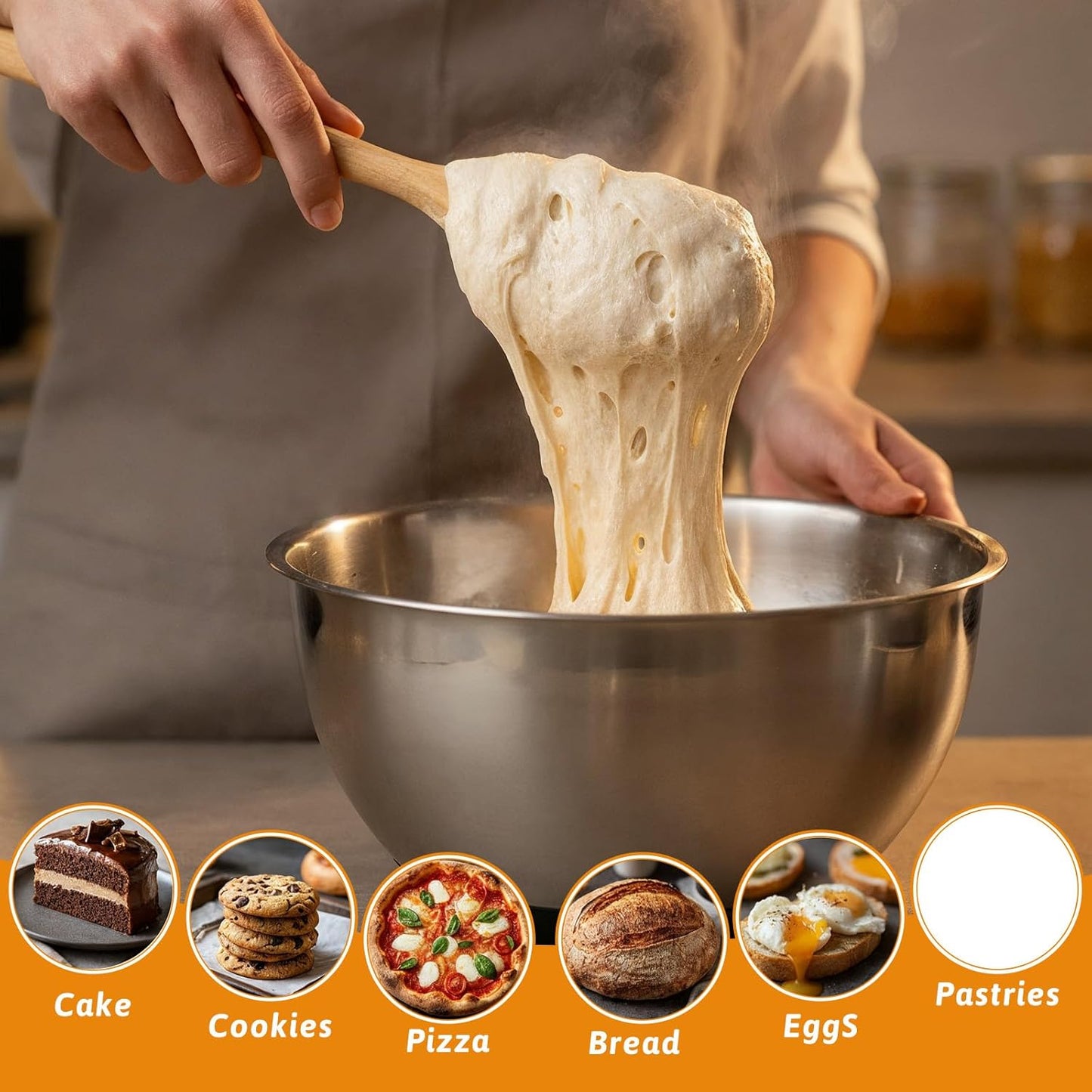 12 Inch Dough Whisk Wooden Danish Dough Whisk Bread Whisking Tool for Mixing Sourdough Batter Preparation Egg and Flour Mixer Whisks Traditional Bread Baking Supplies for Pastries Egg Pizza