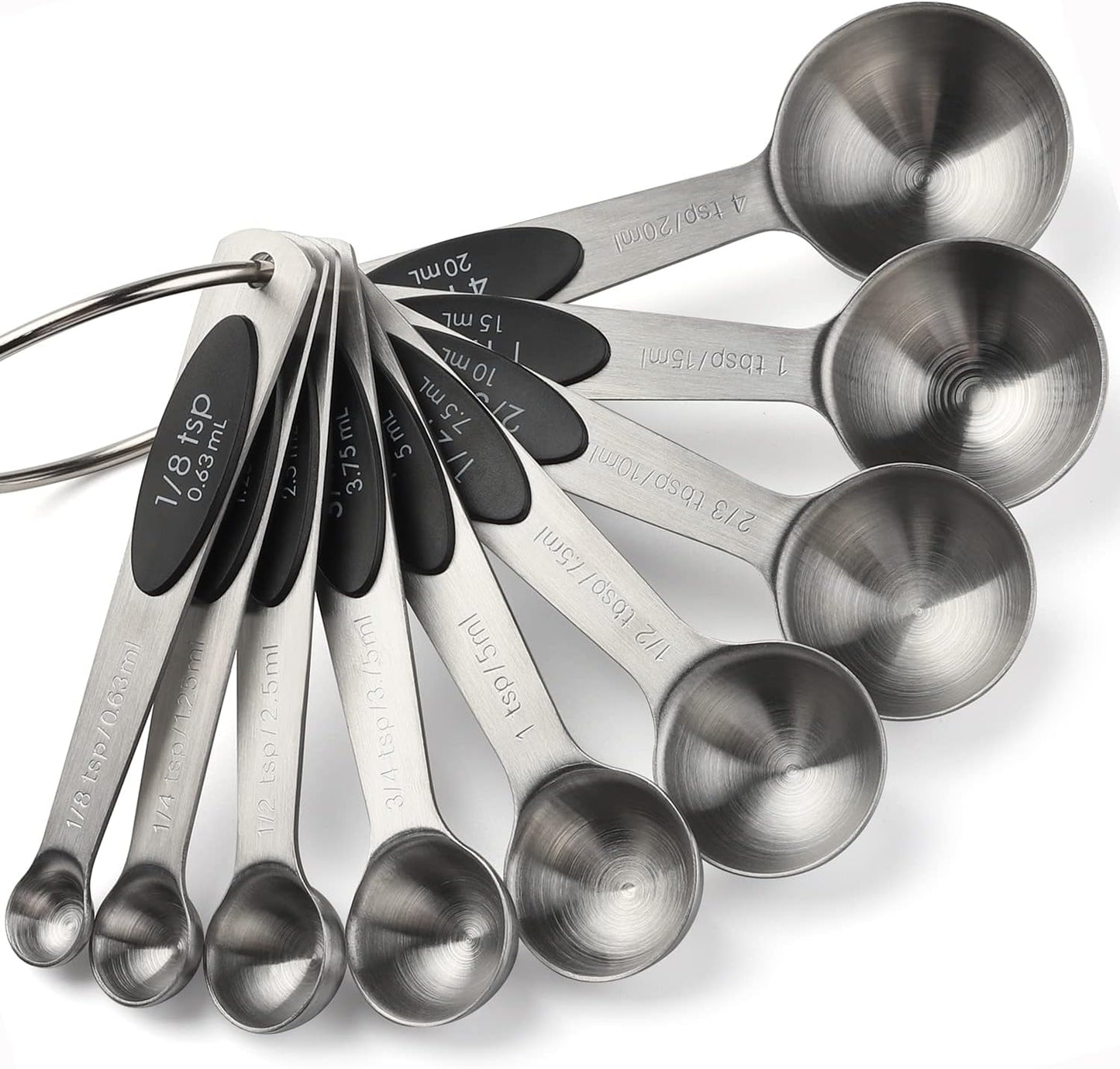 Magnetic Measuring Spoons Set of 9 Stainless Steel Stackable Measuring Spoons Heavy Duty Nesting Teaspoons Tablespoons for Measuring Dry and Liquid Ingredients