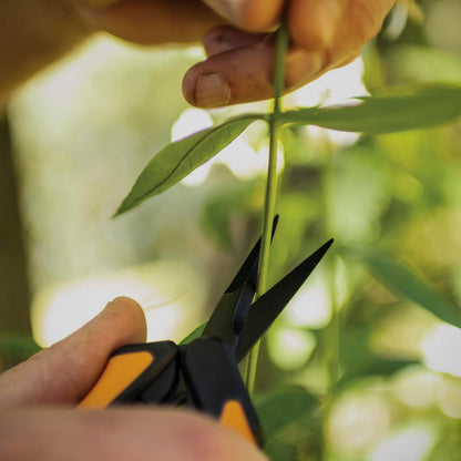 Fiskars 6" Pruning Scissors for Flowers, Buds, Weeds and Small Plants, Garden Snips with Resin Resistant Nonstick Stainless Steel Blades, Gardening Trimmers with Comfortable Handle
