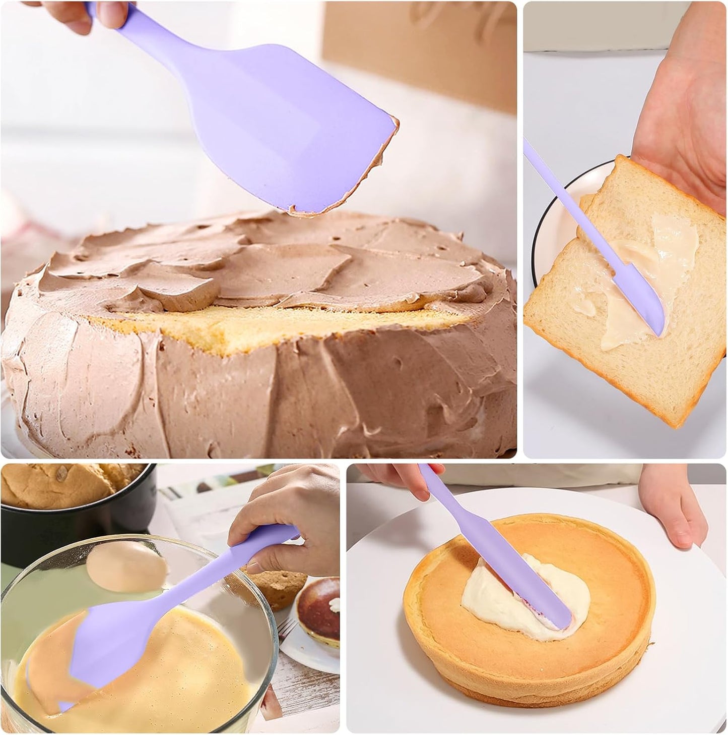 5 Piece Pink Silicone Spatula Set, Heat Resistant Rubber Spatulas Set, Silicone Kitchen Utensils Set Dishwasher Safe for Nonstick Cookware Baking Cooking