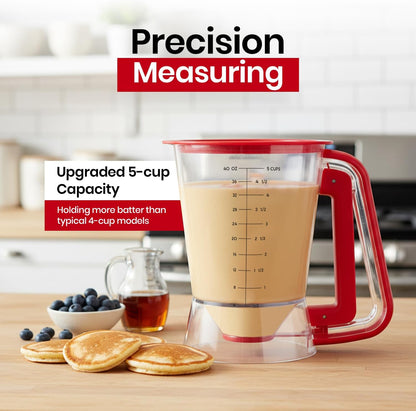 Eggssentials - Pancake Batter Dispenser with 5-Cup Capacity - Waffle Batter Dispenser for Pancakes, Cupcakes & Crepes, Easy-Squeeze Handle, Dishwasher Safe - Black Pancake Dispenser