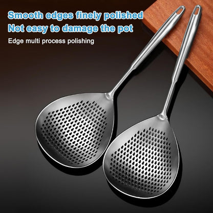 Steel Spider Strainer Skimmer Ladle, Strainer Spider Skimmers for Kitchen Cooking and Frying, Premium Strainer Spoon Diameter: 5.4Inch, Total Length: 15.4Inch