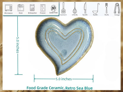Ceramic Spoon Rest for Stove Top, Heart Cute Spoon Rest for Kitchen Counter, Cooking Spoon Holder for Kitchen Counter, Utensil Rest Spatula Rest Ladle Holder Tong Rest (Retro Red)