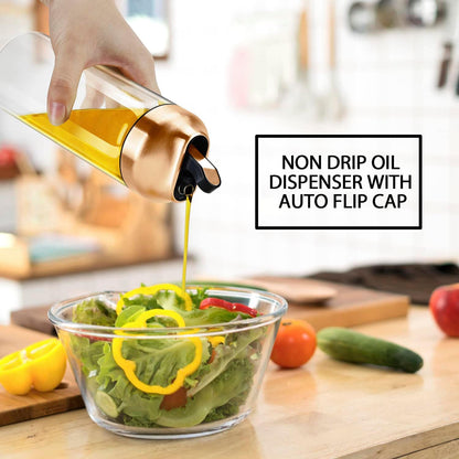 Aelga Olive Oil Dispenser - 14 OZ Glass Oil and Vinegar Dispenser Bottles Set for Kitchen No Drip-Set of 2
