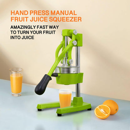 Commercial Heavy Duty Cast Iron Hand Press Manual Orange Citrus Lemon Lime Grapefruit Pomegranate Fruit Juice Squeezer Machine with Stainless Steel Cup