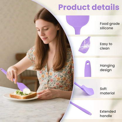 Spatulas Silicone Heat Resistant, Rubber Spatula Food Grade, Handle with Ergonomic Grip Kitchen Utensils Set,Nonstick Silicona Cooking Utensils Set for Cooking and Mixing 3Pacs Purple
