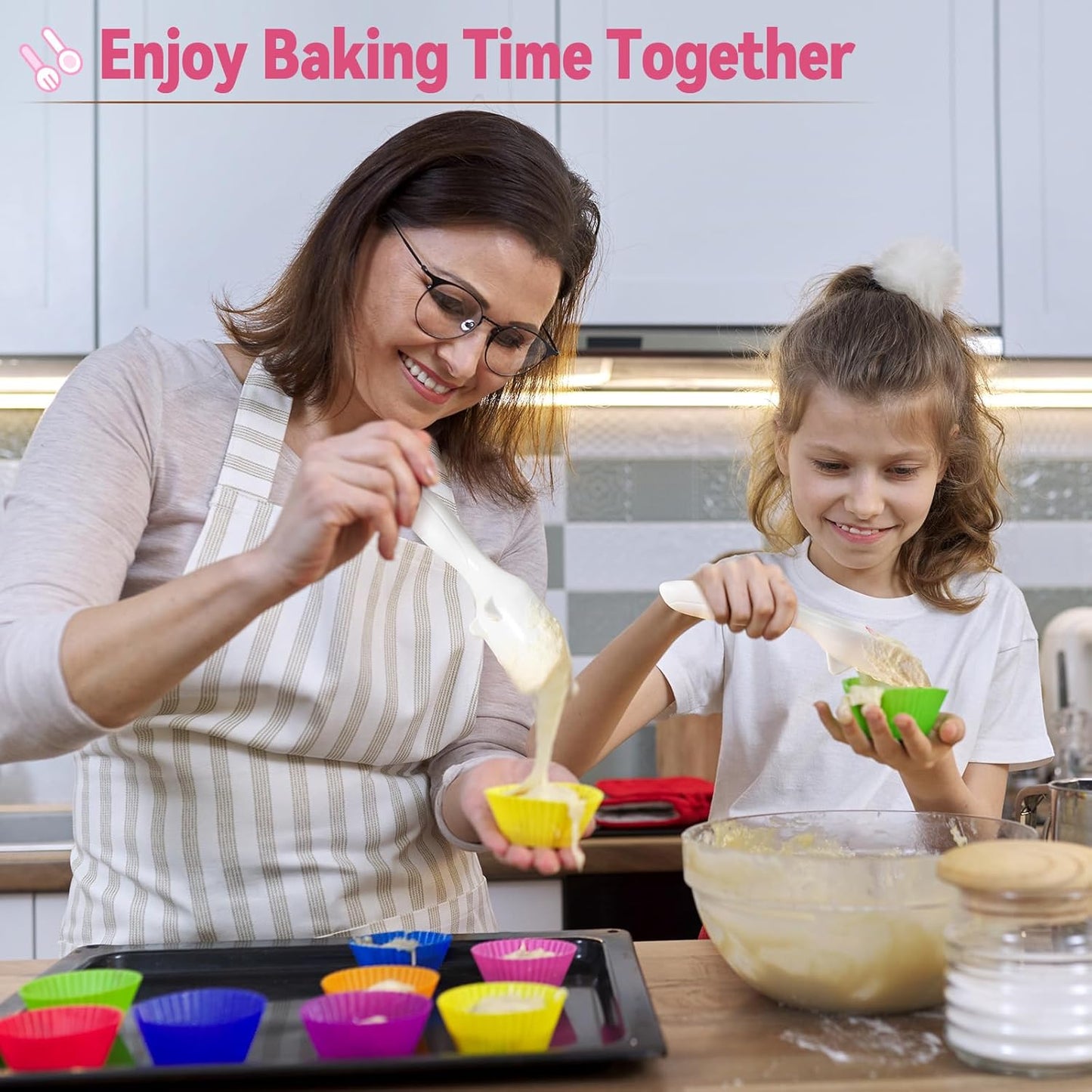 2PCS Cupcake Batter Scoop, One Click Sliding Button Cake Cream Spatulas for Elegant Baking, Pastry & Cake Decorating, ABS and TPE Material