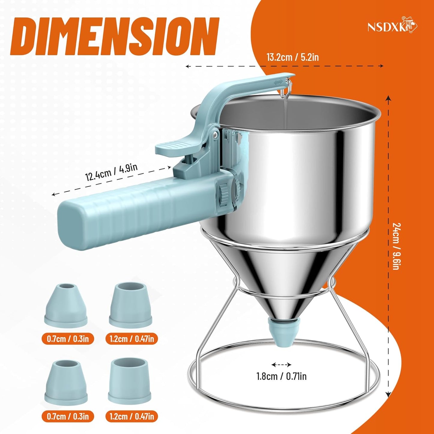 40oz Pancake Batter Dispenser, Stainless Steel Cake Dispenser with Stand, Great for Pancakes, Cupcake, Waffle or Any Baked Goods, Durable, Leak-Free, Space Gray