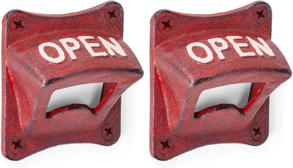 Abbott Collection Antique Red Square Open Wall Opener - Cast Iron (2.5" SQ)