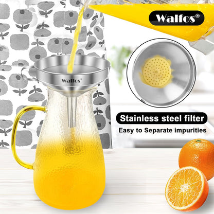 Stainless Steel Funnel, Walfos 3 Pack Kitchen Funnel with 2 Removable Strainer ＆ 1Pcs Cleaning Brush, Perfect for Transferring of Liquid, Oils, Jam, Dry Ingredients & Powder