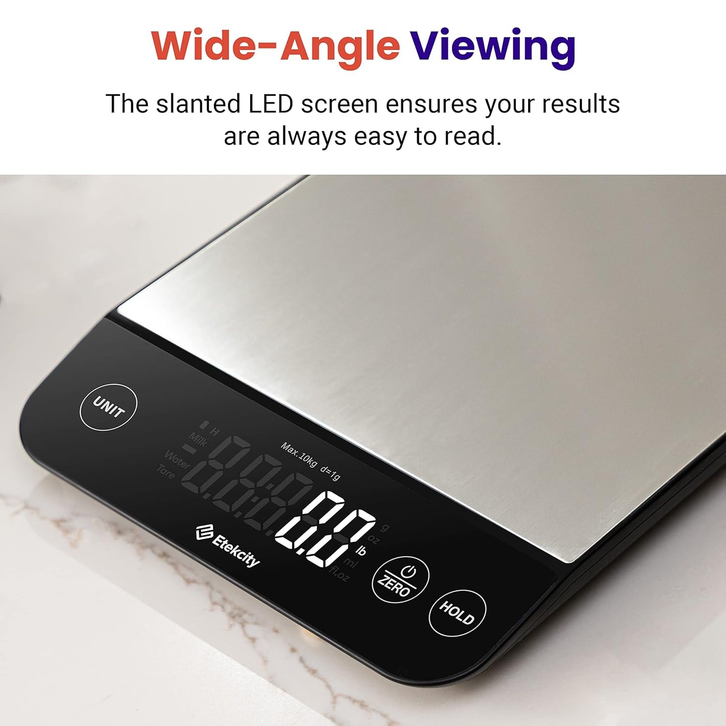 Etekcity Smart Food Kitchen Scale with Nutritional Calculator, Free App with 19 Nutrients Tracking, Calorie, Marco, Digital grams and ounces for weight loss, Premium Stainless Steel, 11lb
