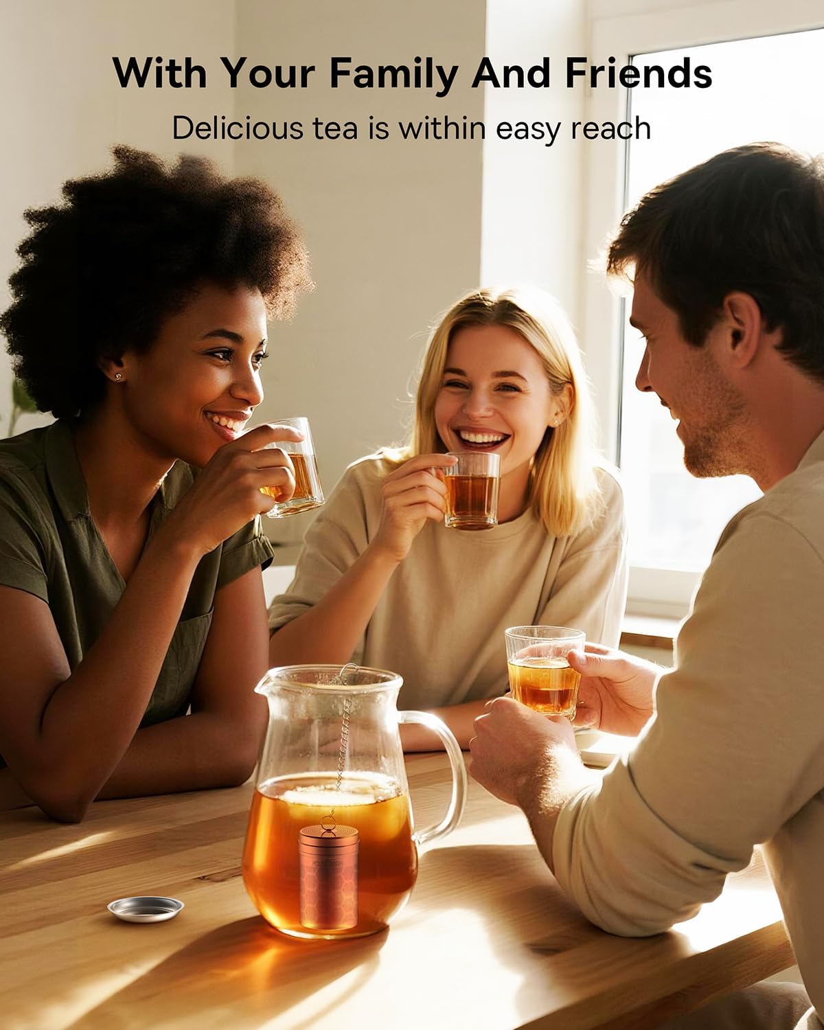 House Again Tea Infusers, Extra Fine Mesh Tea Strainers for Loose Tea, Updated Slim Threaded Lid & 304 Stainless Steel, Loose Leaf Tea Steeper for Brew Tea Spices & Seasonings