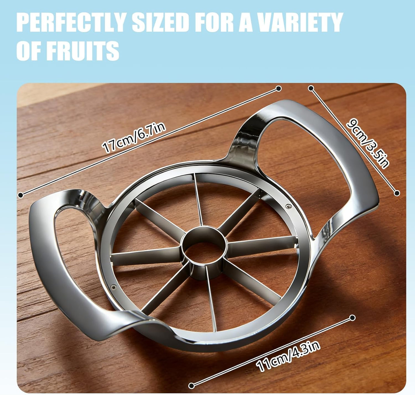 Apple Slicer,8 Blade Extra Large Apple Corer, Heavy Duty Stainless Steel Apple Cutter and Divider，Easy to Use, Time-Saving,Kitchen Tool (8 Blades)