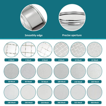 Full 304 Stainless Steel Mesh Sieve Screen, LVDALAB 100 Mesh (0.15mm) Aperture, 2.4inch(6CM) Dia Standard Sample Analysis Test Sieves Sifters Strainer for Industrial Laboratory Homes
