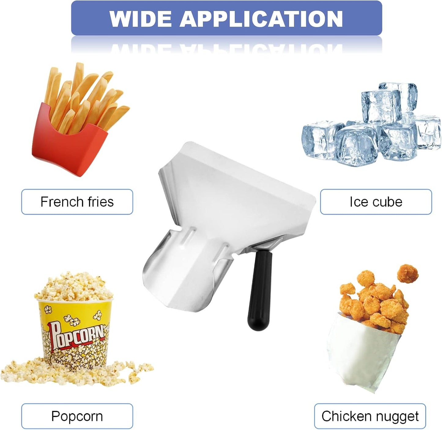 French Fry Scoop & Scooper - Polycarbonate Multipurpose Utility Scooper for Ice Candy Snacks & More