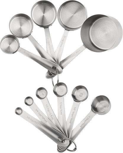 Measuring Cups and Spoons Set, 18/8 Stainless Steel Measuring Cups and Spoons Set, 5 Metal Measuring cup & 6 Baking Measuring Spoon, Imperial & Metric Measure Cup and Spoon Set 11