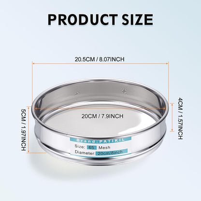 PATIKIL 325 Mesh(0.045mm) Lab Sieve, 3.9"(10cm) Diameter Sifting Screen 304 Stainless Steel Wire Cloth Fine Mesh Sieve for Industrial Laboratory Home Soil Sifter Dry Sift Screens Hash - Colors B