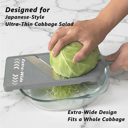 Fixed Thickness Vegetable Slicer – Ultra-Thin Cabbage Shredder for Salads, Jicama Tacos, Onion, Potato Chips – Fine Fluffy Cuts Mandoline Kitchen Tool