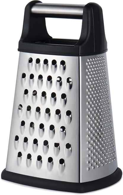 Kaishun Professional Cheese Grater, 4-Sided Stainless Steel Box Grater, Food Shredder for Cheese, Parmesan, Vegetable, Black