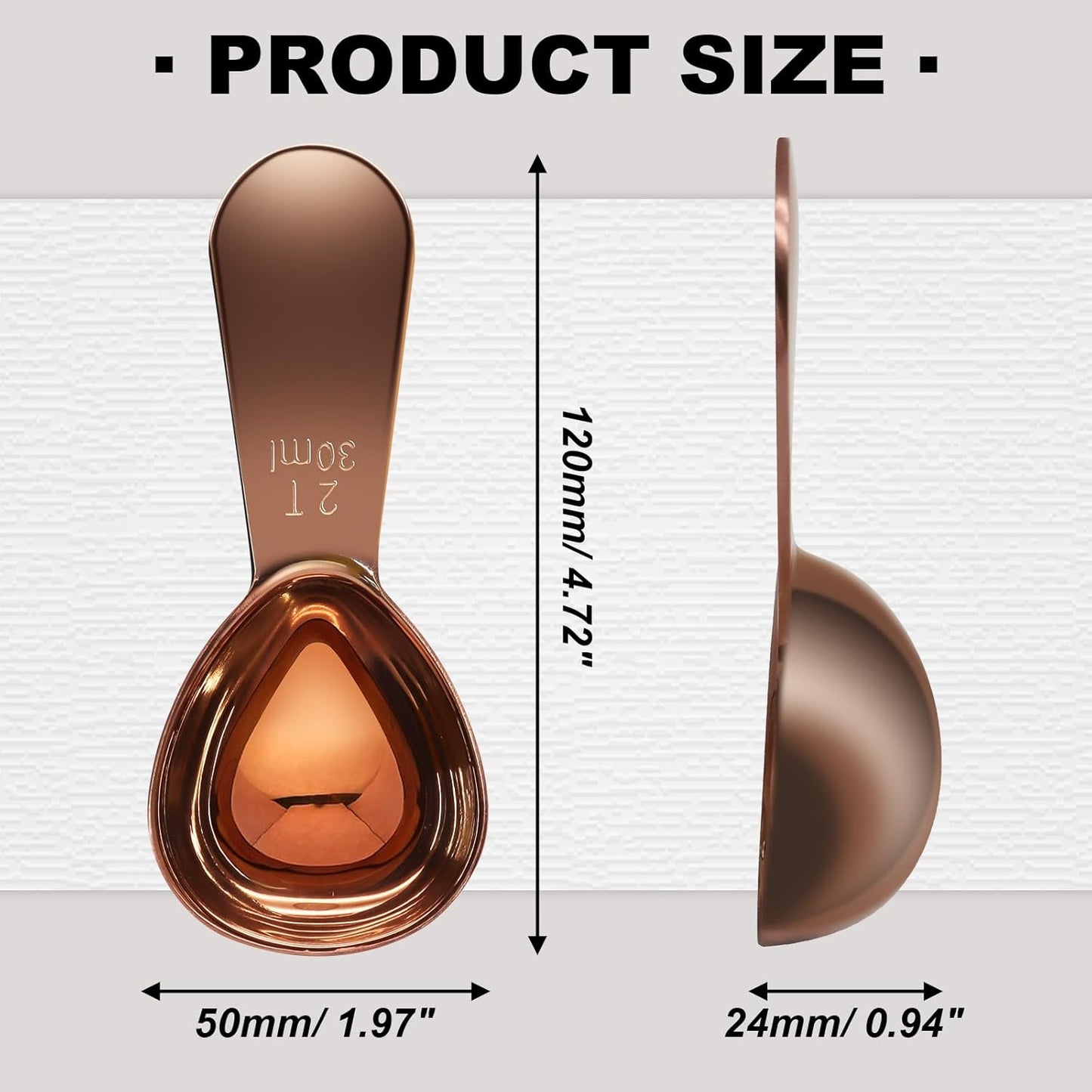 Coffee Scoops 2Tbs (30ml/ 1/8 Cup / 1 oz), Black 304 Stainless Steel Coffee 2 Tablespoon Scoop Short Handle Measuring Spoon, Set of 2