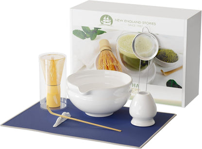 Matcha Whisk Set, Perfect Matcha Kit for Matcha Lovers Includes Ceramic Bowl, Bamboo Whisk, Holder, Scoop, Sifter & Cloth - 7 Pcs Matcha Kit