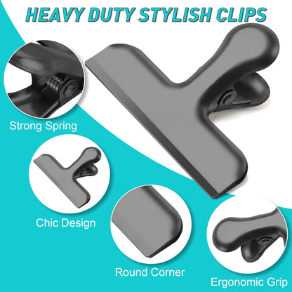 Funfery Chip Clips Bag Clips Gold Stainless Steel Clip for Food Storage,Air Tight Seal Chip Bag Clip 3 Inch Strong Food Clipp for Snack,Chips,Kitchen Decor,Home&Office Paper Heavy Duty-8 Pack