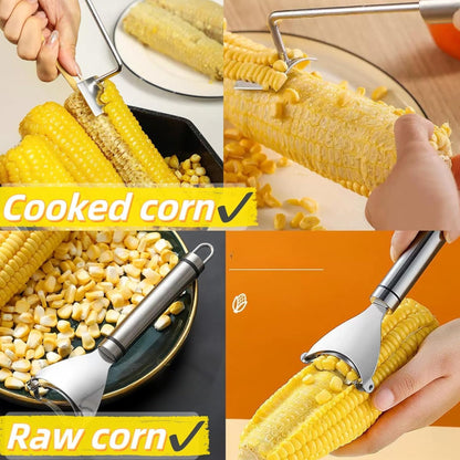 Corn Peeler 2PCS Stainless Steel Corn Peeler and Stripper Tool Set 2026 Corn Planer Cutter Thresher Scraper,Peel Corn Cob Separator Quick