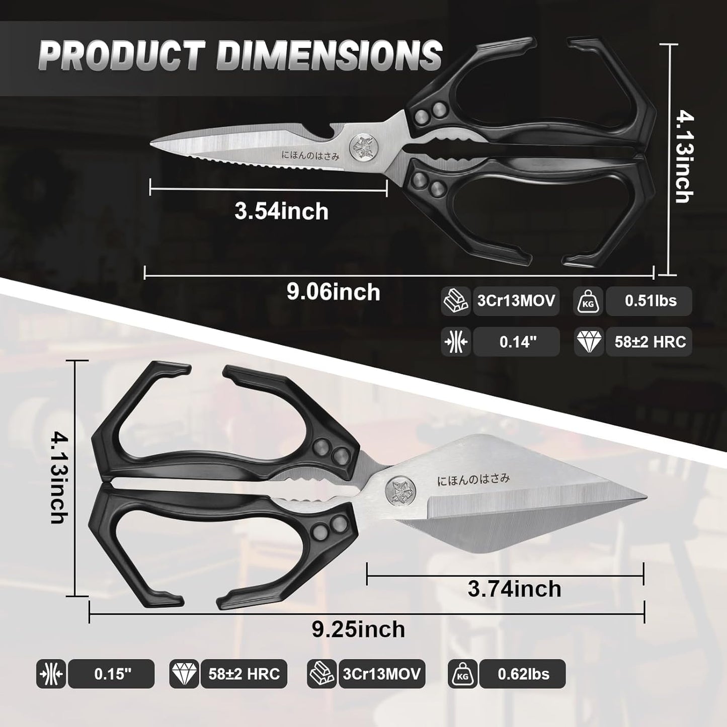 Dream Reach Poultry Shears, Heavy Duty Kitchen Shears with Serrated Edge, No Rust Spring Loaded, Multipurpose Stainless Steel Kitchen Scissors for Chicken, Bone, Meat, Turkey, Fish Thanksgiving Gifts