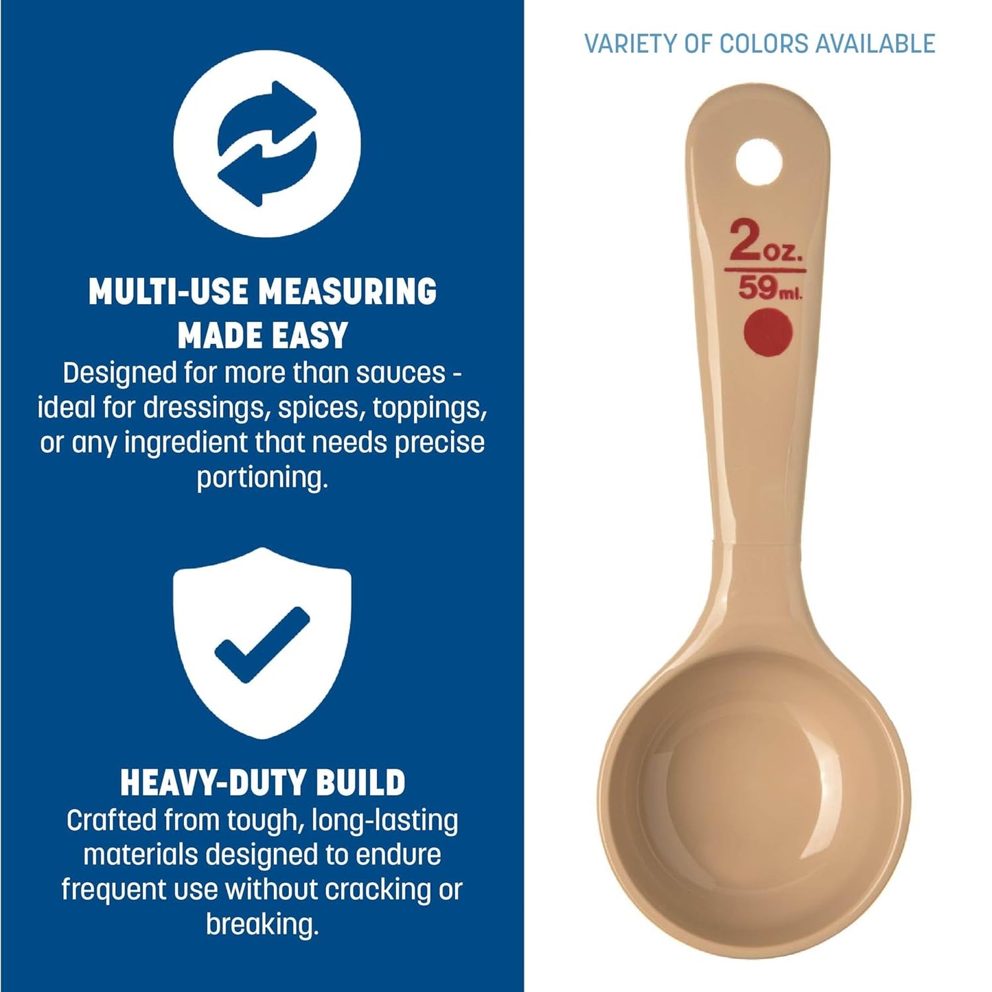 Carlisle FoodService Products Short Handle Portion Control Spoon 4 Ounces Beige