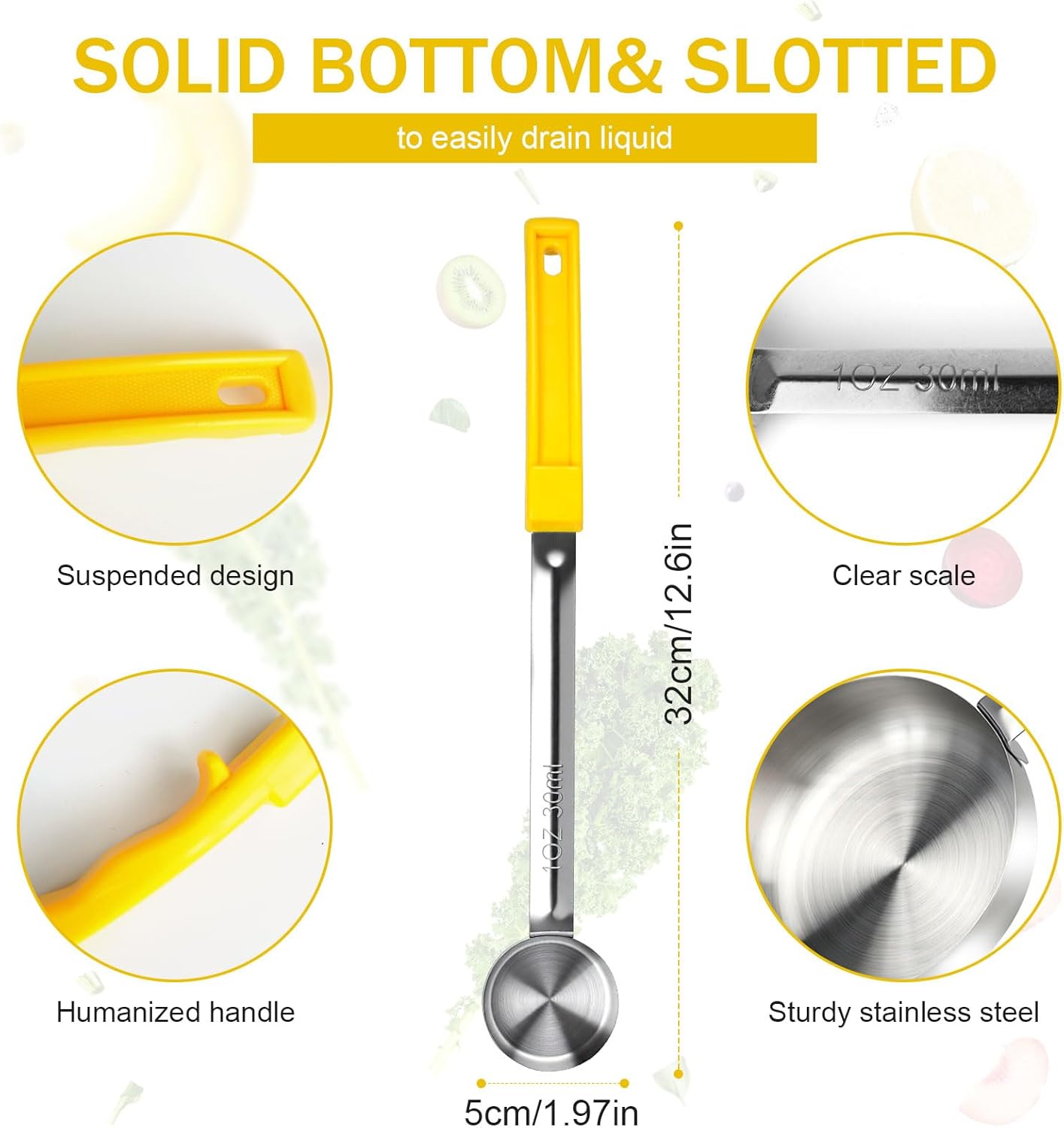 1 Ounce Solid Stainless Steel Portion Control Ladle Spoon - 2Pcs Pizza Sauce Serving Spoons Portion Ladle for Sauces, Perfect for Weight Watchers, Buffets, Parties