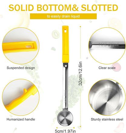 1 Ounce Solid Stainless Steel Portion Control Ladle Spoon - 2Pcs Pizza Sauce Serving Spoons Portion Ladle for Sauces, Perfect for Weight Watchers, Buffets, Parties