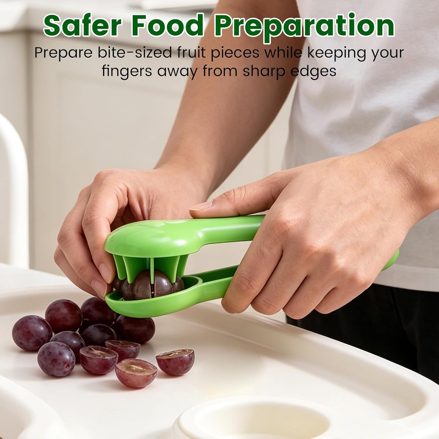 Grape Cutter Tool, 2026 New Grape Tomato Cherry Strawberry Slicer Tools Into 4 Pieces for Vegetable Fruit Salad, Quarter Fruit Slicer Kitchen Gadget (1 pcs)
