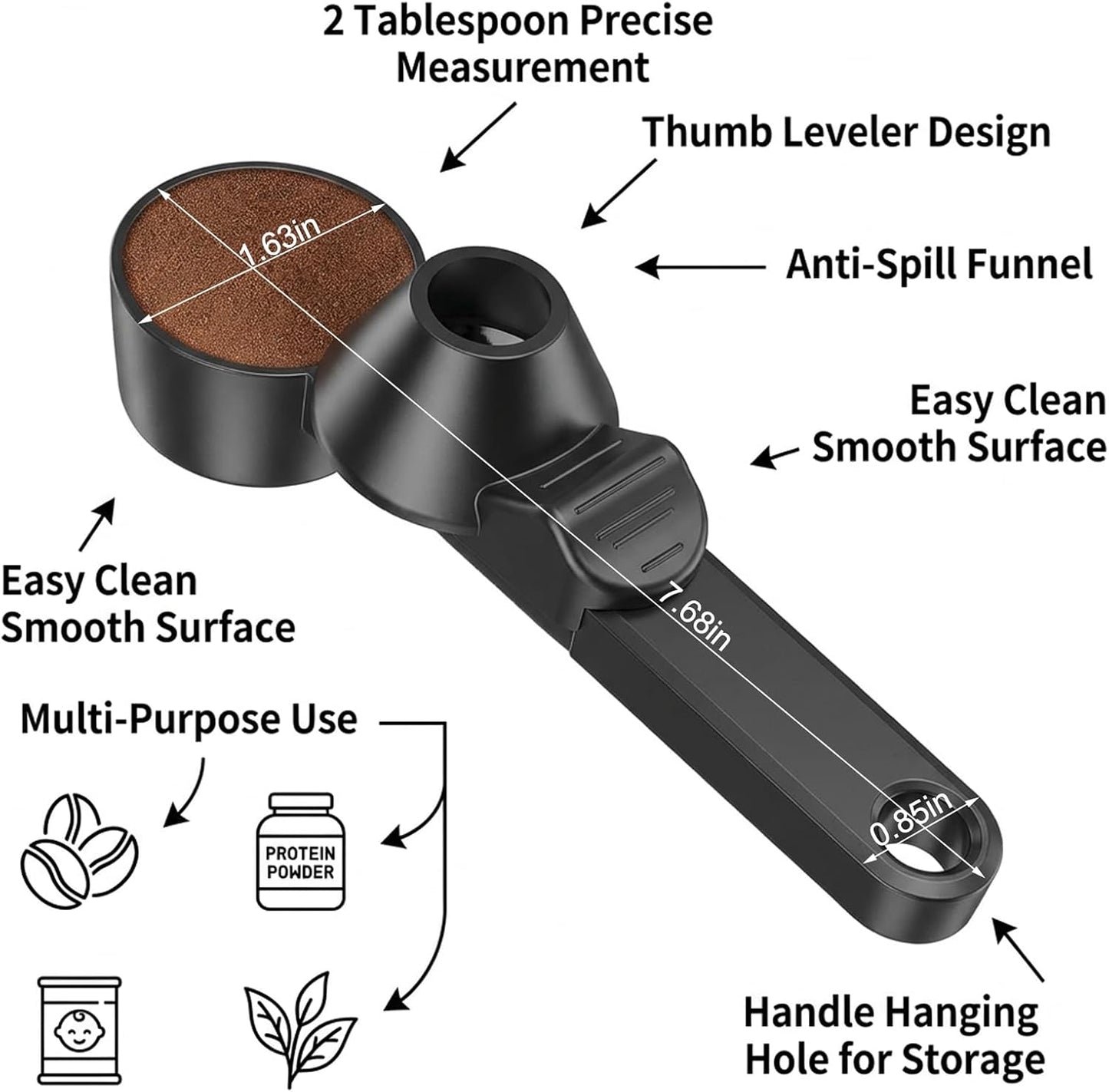 Coffee Spoon Funnel Set, Anti-Stain Measuring Spoon, 2 Tablespoon Capacity, Also Suitable for Protein Powder, Tea, etc., 1 Pcs