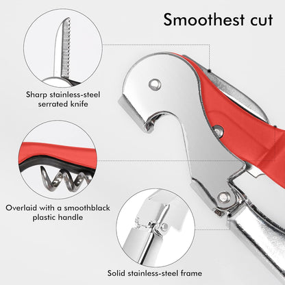 Kit-Home Professional Waiter Corkscrew Wine Openers Set (4 PCS),Upgraded with Heavy Duty Stainless Steel Hinges Wine Key for Restaurant Waiters, Sommelier, Bartenders