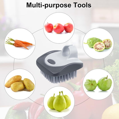 Aodaer 4 Pieces Vegetable Brush Potato Scrubber Brush Silicone Hard and Soft Side Fruit Cleaning Tools for Delicate or Tough-Skinned Vegetables