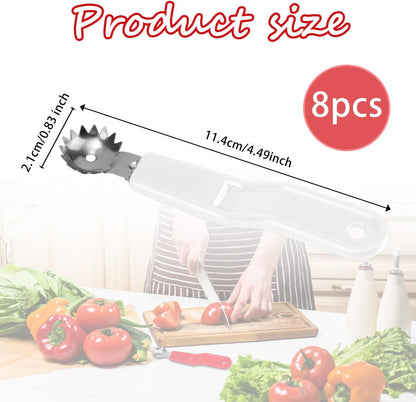 4pcs Stainless Steel Fruit Corer Tool, Tomato Strawberry Huller Vegetable Stem Remover Kitchen Gadget for Easy Fruit Balling (White)