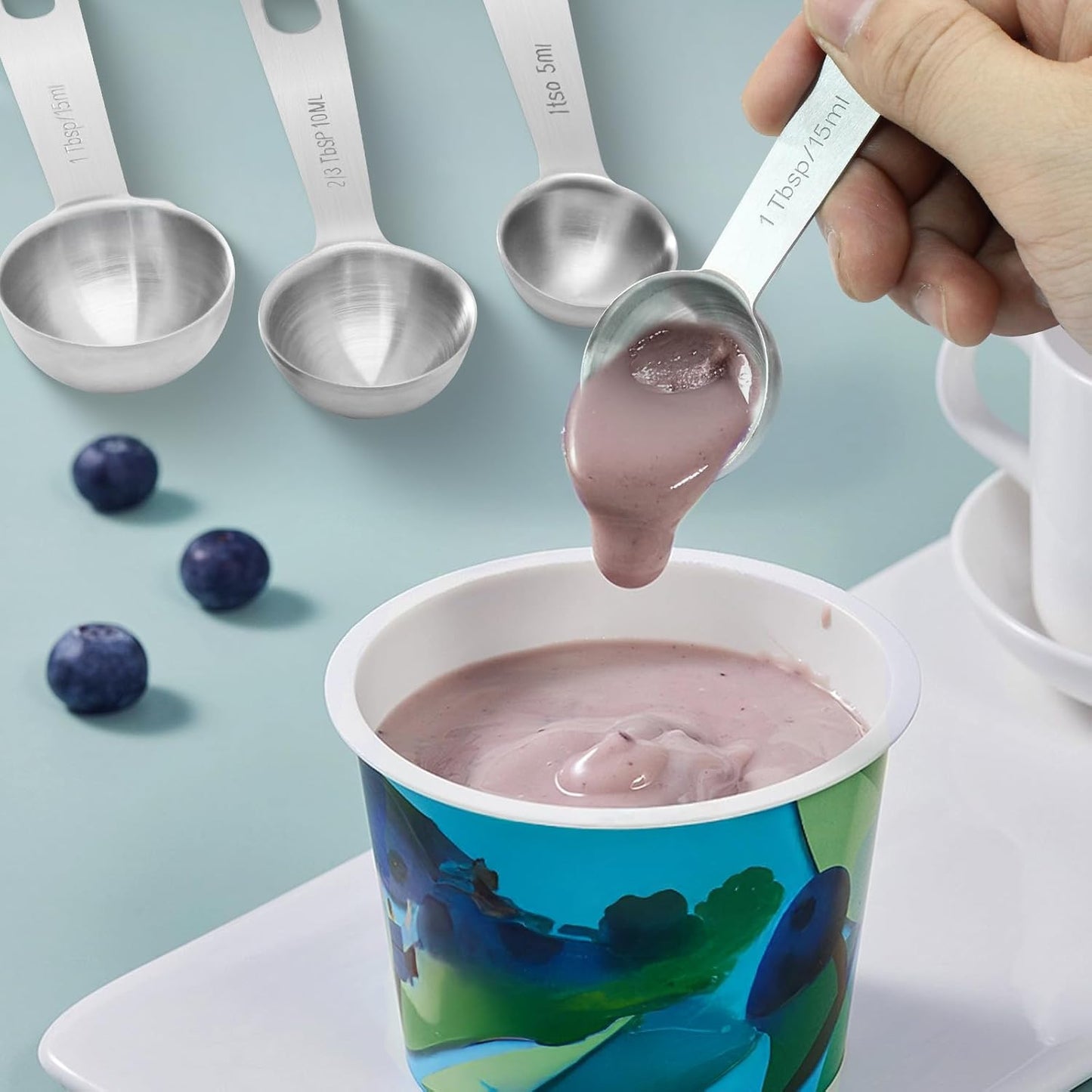 2Pcs 2/3 Tablespoon (2/3 Tbsp | 2 Tsp | 10 Ml | 10 Cc) Stainless Steel Measuring Spoons, 2 Teaspoon Metal Single Measuring Spoon for Measuring Coffee Powder, Grains and Loose Tea